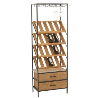 Meuble à bouteilles en bois beige 60x33x169 cm