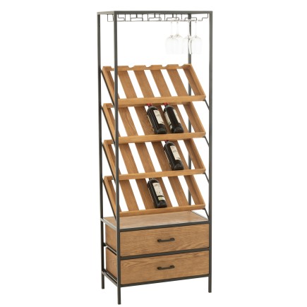 Meuble à bouteilles en bois beige 60x33x169 cm
