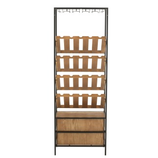 Botellero de madera beige, 60 x 33 x 169 cm