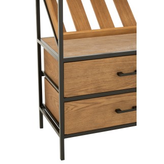 Botellero de madera beige, 60 x 33 x 169 cm