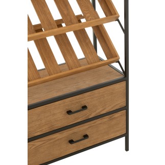 Botellero de madera beige, 60 x 33 x 169 cm