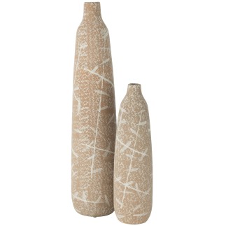 Jarrón de cerámica beige 15,5 x 15,5 x 69,5 cm