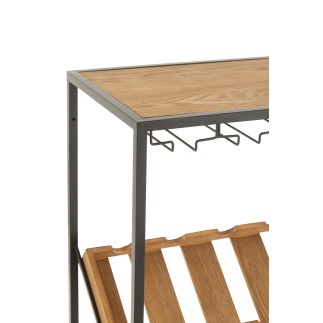 Botellero de madera beige, 60 x 33 x 169 cm