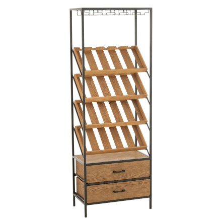 Portabottiglie in legno beige 60x33x169 cm