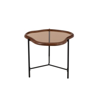 Table basse irrégulière en verre marron 64x45x48 cm
