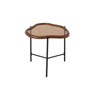 Tavolino irregolare in vetro marrone 64x45x48 cm