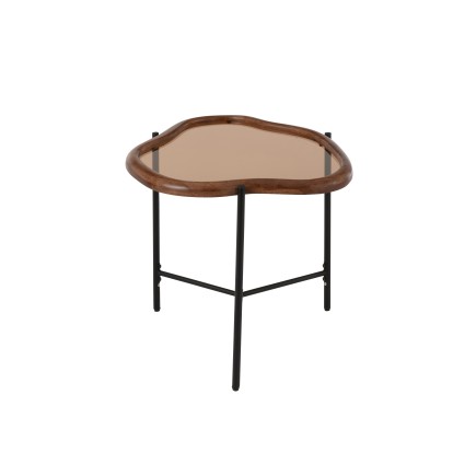 Table basse irrégulière en verre marron 64x45x48 cm