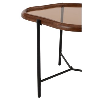 Tavolino irregolare in vetro marrone 64x45x48 cm