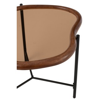 Tavolino irregolare in vetro marrone 64x45x48 cm