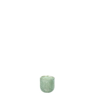 Photophore en verre vert 8x8x9 cm
