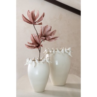 3 fiori su ramo in materiale sintetico rosa 94x41x12 cm