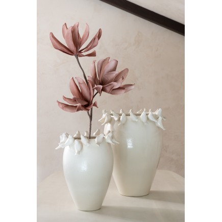 3 fiori su ramo in materiale sintetico rosa 94x41x12 cm