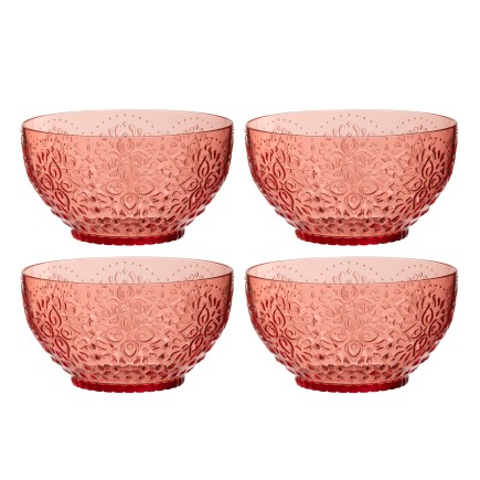 Conjunto de 4 taças de plástico vermelhas, 15 x 15 x 8,1 cm