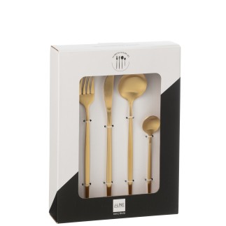 Conjunto de 24 talheres em aço inoxidável dourado
