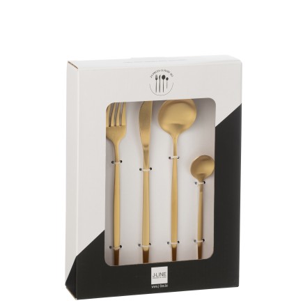 Conjunto de 24 talheres em aço inoxidável dourado