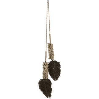 Sospensione di conchiglie con corde in tessuto naturale 66x18x3 cm