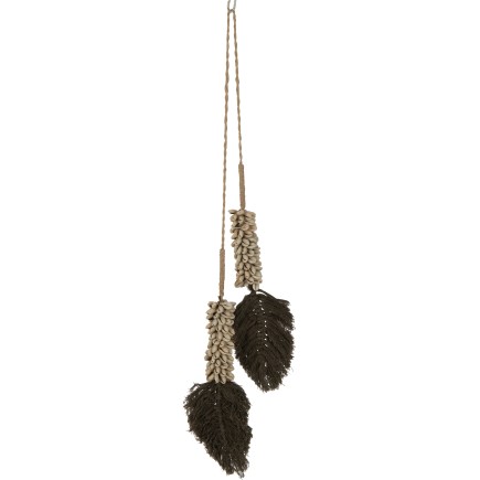 Sospensione di conchiglie con corde in tessuto naturale 66x18x3 cm