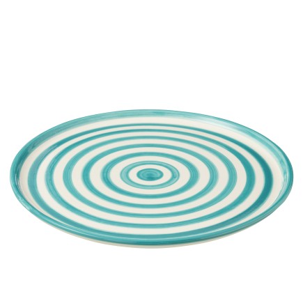 Assiette plate en céramique bleu mer 34x34x2.5 cm