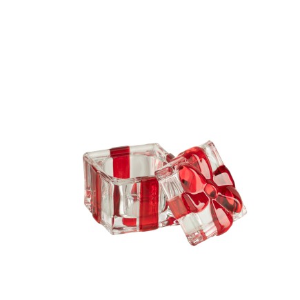 Boite cadeau en verre rouge 5.7x5.7x5.5 cm