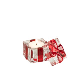 Boite cadeau en verre rouge 5.7x5.7x5.5 cm