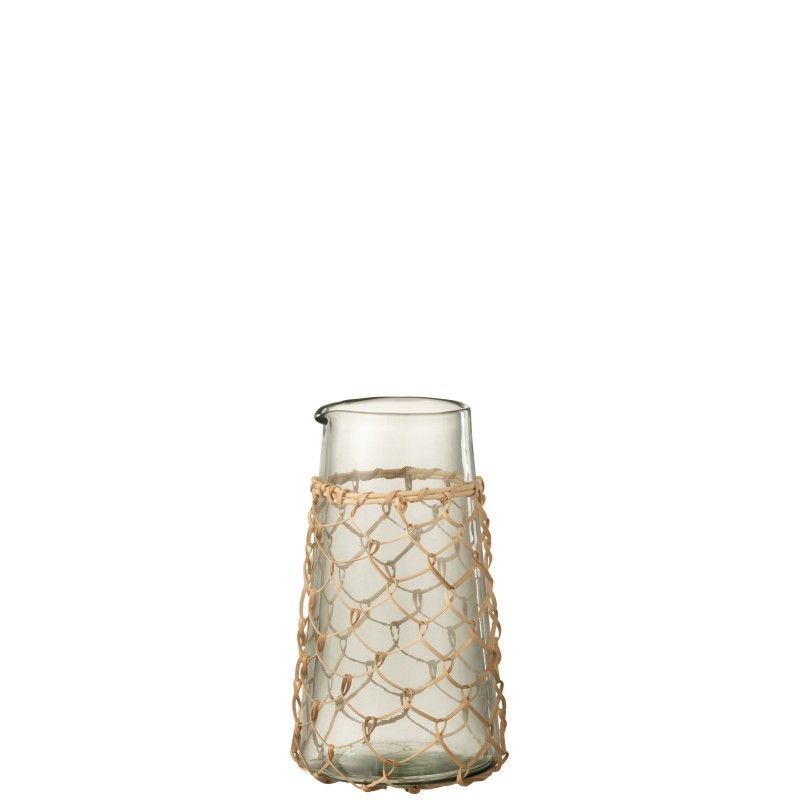 Carafe avec filet rotin en verre transparent 11x9x20 cm Carafe avec filet rotin en verre transparent 11x9x20 cm