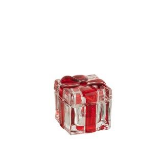Boite cadeau en verre rouge 5.7x5.7x5.5 cm