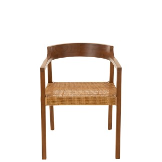 Sedia con braccioli in legno marrone 55x55x71 cm