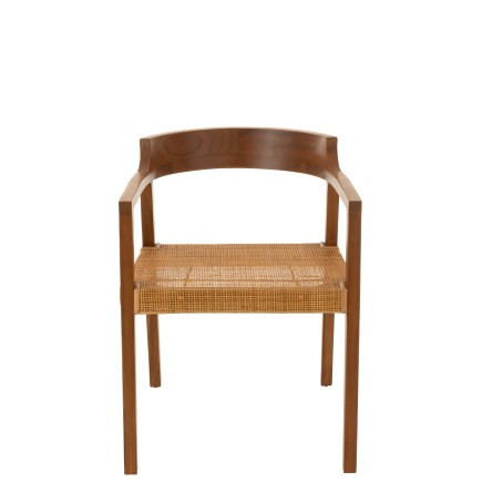 Sedia con braccioli in legno marrone 55x55x71 cm