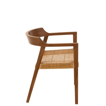Sedia con braccioli in legno marrone 55x55x71 cm