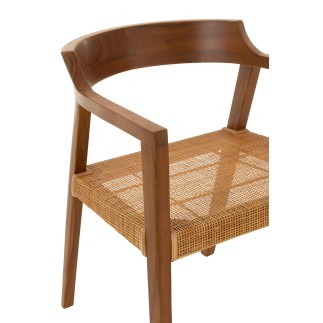 Sedia con braccioli in legno marrone 55x55x71 cm