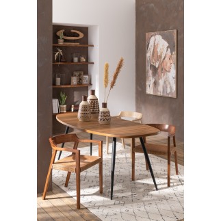 Sedia con braccioli in legno marrone 55x55x71 cm