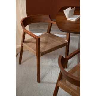 Sedia con braccioli in legno marrone 55x55x71 cm