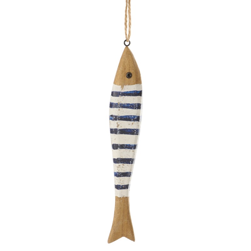 Guirnalda de 9 peces de madera de paulownia blanca y azul 175 x 19 x 1,5 cm Guirnalda de 9 peces de madera de paulownia blanca y azul 175 x 19 x 1,5 cm