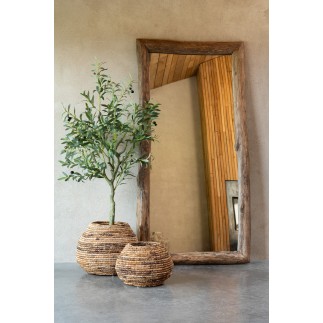 Miroir mural rectangulaire en bois marron 176x90x8 cm