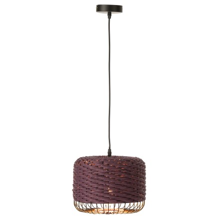 Candeeiro de teto em metal e fibra roxa 27x27x20 cm