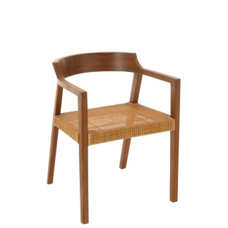 Sedia con braccioli in legno marrone 55x55x71 cm