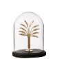 Cloche décorative avec palmier doré en verre socle noir 22x15.5x28 cm Cloche décorative avec palmier doré en verre socle noir 22x15.5x28 cm