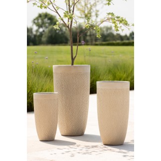 Set di 3 vasi alti in argilla beige