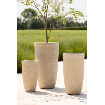 Lote de 3 macetas altas de arcilla beige