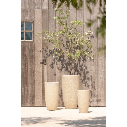 Set di 3 vasi alti in argilla beige
