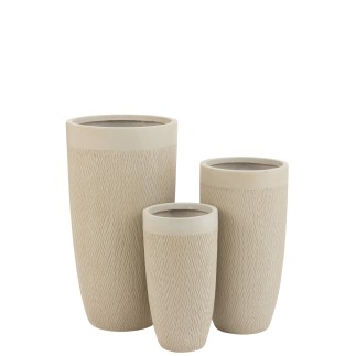 Set di 3 vasi alti in argilla beige