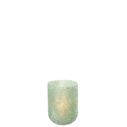 Portavelas de vidrio verde 13x13x18 cm