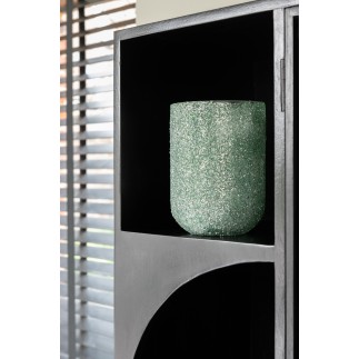 Photophore en verre vert 13x13x18 cm