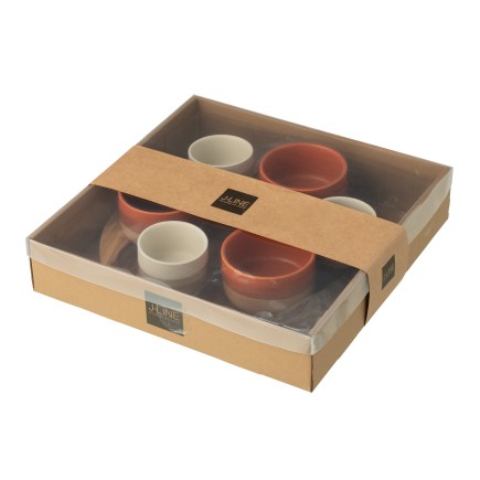 Conjunto de tapas com 6 taças de cerâmica laranja, 29 x 29 x 5,5 cm