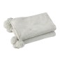 Manta com pompons em poliéster cinza claro 176x128cm Manta com pompons em poliéster cinza claro 176x128cm