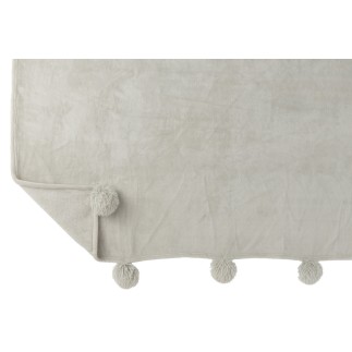 Plaid avec pompons en polyester gris clair 176x128cm