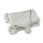 Manta com pompons em poliéster cinza claro 176x128cm Manta com pompons em poliéster cinza claro 176x128cm