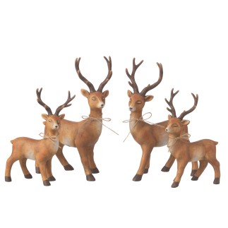 Lot de 2 cerfs debout en céramique marron 18.5x9x28 cm