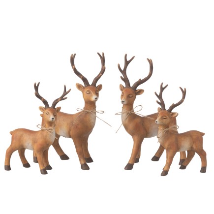 Lot de 2 cerfs debout en céramique marron 18.5x9x28 cm