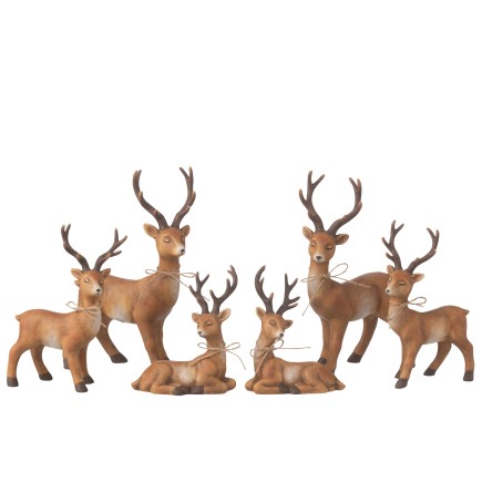 Lot de 2 cerfs debout en céramique marron 18.5x9x28 cm